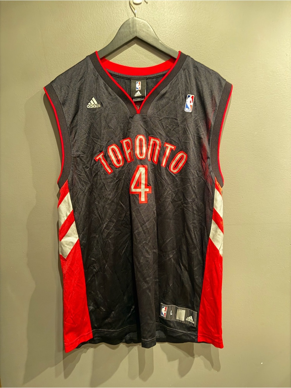 Chris Bosh Toronto Raptors #4 Adidas NBA Swingman Jersey Men’s Large Black Red